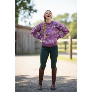 Vintage Scottish Hebridean Fair Isle Mauve sweater Cottagecore